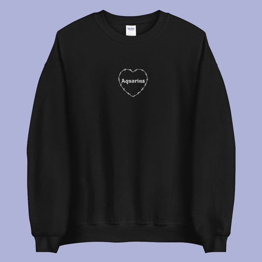 Aquarius Barbwire Heart Crewneck