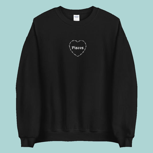 Pisces Barbwire Heart Crewneck