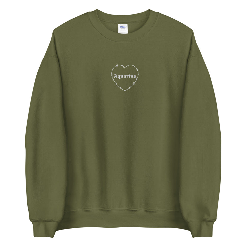 Aquarius Barbwire Heart Crewneck